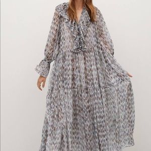 Mango Ruffled Printed Dress